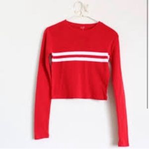 Brandy Melville John Galt White Stripe Red Top